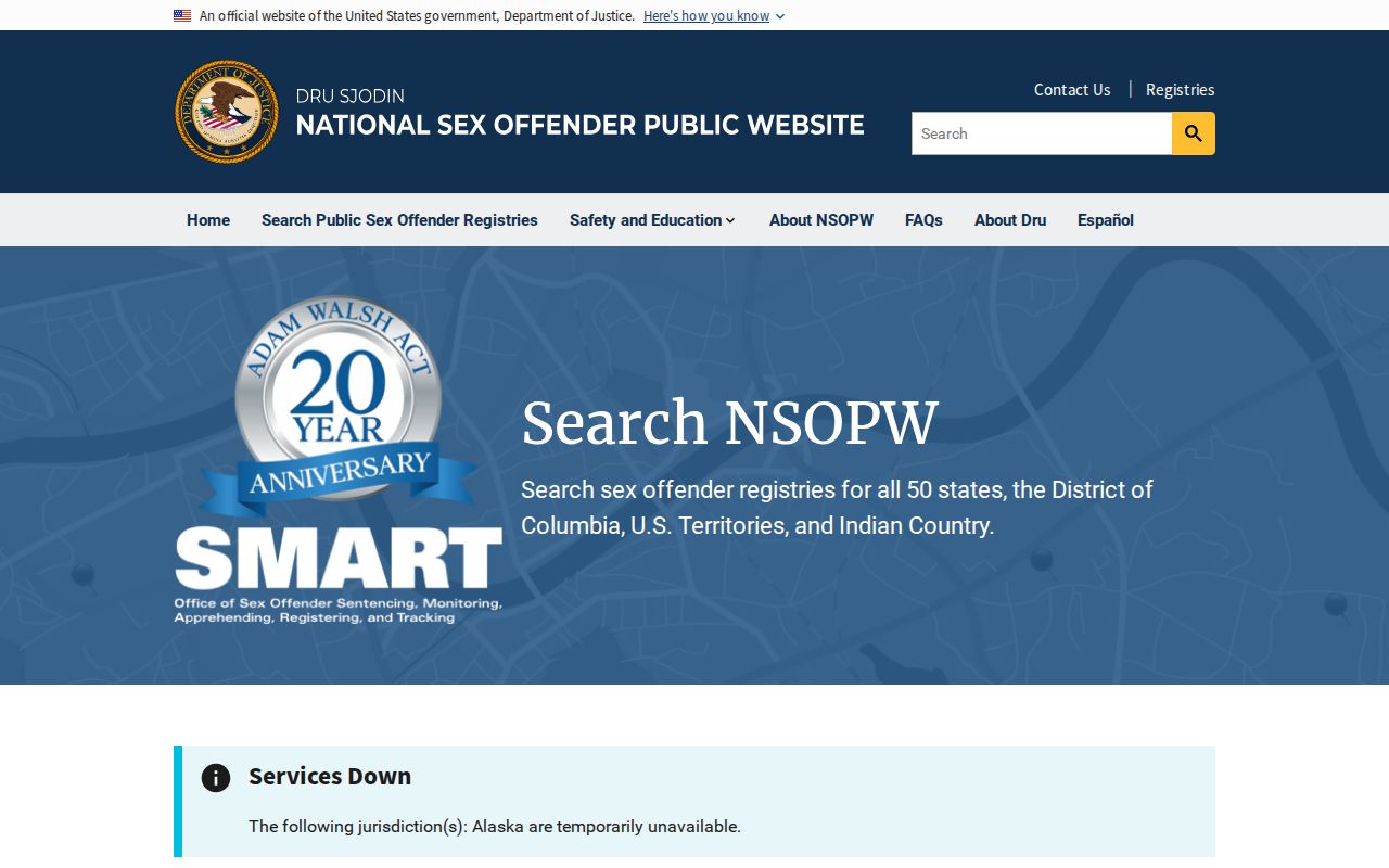 National registry search distinct from Jefferson County arrest records