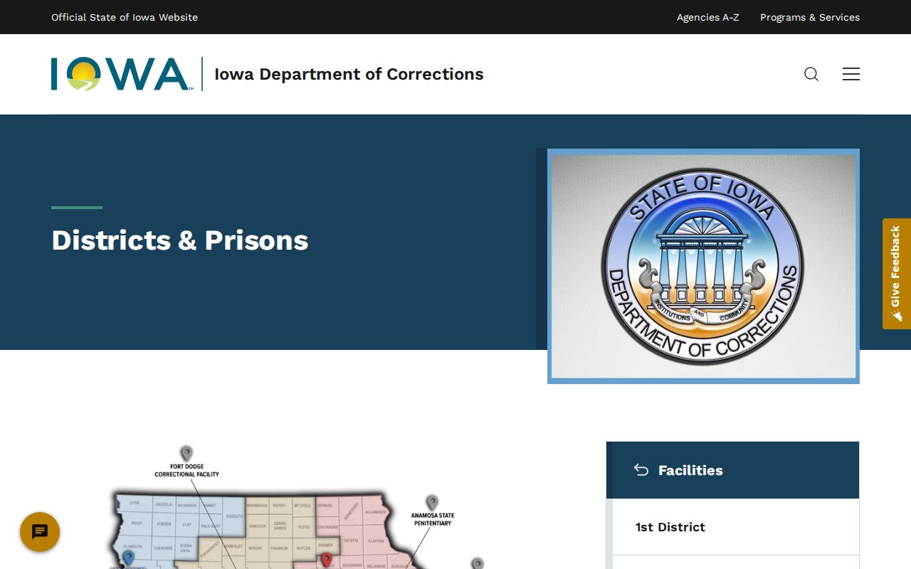 Iowa corrections districts related to Jefferson County criminal court sentences