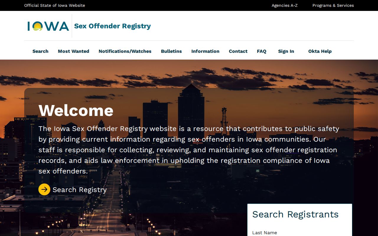 Iowa registry search separate from Jefferson County criminal court records